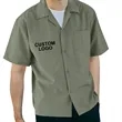 Cuban Collar Men's Short Sleeve Woven Shirt