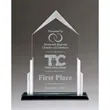 Peak Series Clear Glass Award w/ Black Base