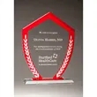Shield Shaped Glass Award w/ Red Border/White Laurel Leaves
