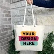 Custom  Tote Bag  Canvas Beach With Fancy Rope Handles