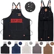 Canvas Cross Back Chef Cotton Aprons with Large Pockets