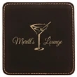 4" Square Black/Gold Laserable Leatherette Coaster