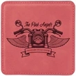 4" Square Pink Laserable Leatherette Coaster