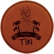 4" Round Rawhide Laserable Leatherette Coaster