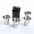 Mini Stainless Steel Cups Set With PU Leather Sleeves