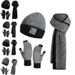 Warm Knit Beanie Hats and Touchscreen Gloves Long Scarf Sets