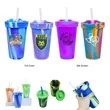 16 oz Unbreakable Silicone Tumbler Cups with Lids and Straws