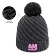 Polyester Satin Lining Cuff Toque (Pom Pom 8cm)
