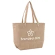Jute Tote Bag With Leather Handles