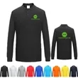 Long Sleeve 3 Buttons Polyester Pique Mesh Fabric Polo Shirt