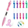 Breast Cancer Awareness Ribbon Ballpoint Pen & Badge Set