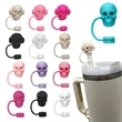 Halloween Skull Straw Cover Toppers Cup Accessories