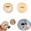 Custom Wood Round Fridge Magnet w/ Bottle Opener