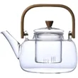 Bamboo Handle Glass Teapo