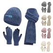 Polyester Women's Hat, Scarf, Gloves Three Piece Set