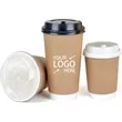 16oz Double Wall Kraft Paper Coffee Cup With Lid