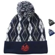Knitted Pompom Beanies with a Diamond Pattern Design