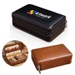 4-Finger Travel Cedar Wood Lined Leather Cigar Humidor