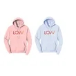 Pink, Blue Pullover Hooded Sweatshirt.
