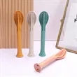 Portable 3 In 1 Biodegradable Wheat Straw Cutlery Set