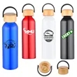 24 oz. Aluminium Bottle w/ Bamboo Lid & Carry Hanle