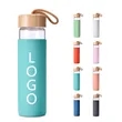 Bamboo lid glass bottle with silicone protective cover