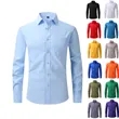 Solid Long Sleeve Stretch Dress Shirts for Men