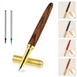 6" Wooden Retro Ballpoint Pen Featuring Brass Cap