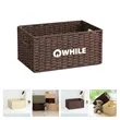 Large Wicker Storage Basket With Wooden Handles