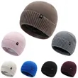 Ribbed Beanie With Cuffs Cotton Winter Warm Bucket Hat