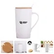 Custome ceramic office coffee mug with wood lid
