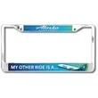 Dome Sticker 2-Hole Chrome Metal License Plate Frame