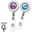 Chrome Plastic Retractable Badge Reel w/ Belt Clip backing