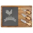 Acacia Wood/Slate Cheese Set w/ 3 Tools