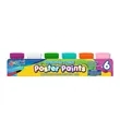 Set of 6 Washable Poster Paints with Brush - Pastel Colors