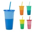 24oz Mood Temprature Color-Changing Cups w/ Straw And Lid