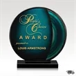 Marine Sphere Art Glass Award with Black Base