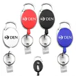 Oval retractable carabiner badge holder w/ key ring and clip