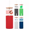 18oz. Glass Tumbler with Bamboo Lid, Straw & Silicone Sleeve