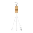 Bamboo Phone Holder Keyring With Charging Cables