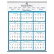Blue Border Modern Yearly Calendar w/ Top Ad Copy