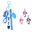 6pcs Nursing Set LED Flashlight Folding Scissors Keychain