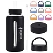 27oz Glass Water Bottle with Straw/Lids/Silicone Sleeve