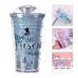 450ml Glitter Plastic Straw Cup