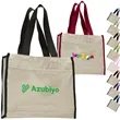 Gusset Cotton Canvas Tote Bag w/ Colored Trims  (14" x 12")