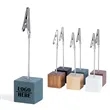 Wooden Cube Base Photo Holder Shake Clip