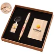 Bamboo Business Card Box Keychain Signature Pen Set