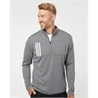 Adidas Men's 3-Stripes Double-Knit Quarter-Zip Pullover
