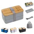 Double Decker Lunch Box with Bamboo Lid & Utensils $ Bag