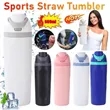Push-Button-Open Insulated Stainless Steel Water Bottle